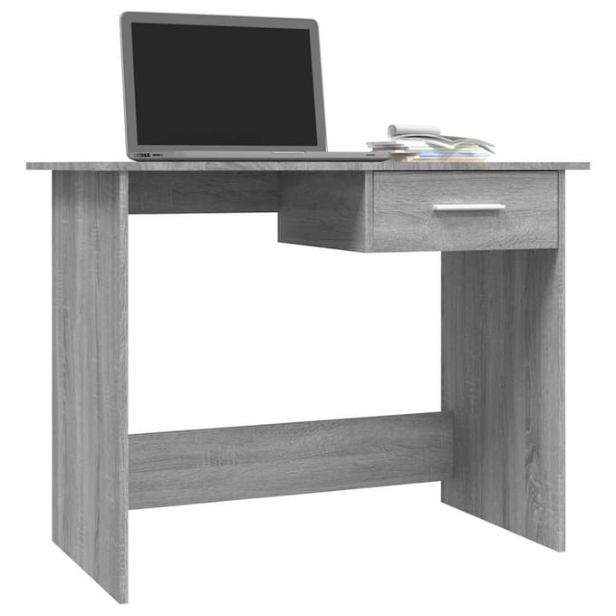 vidaXL - Bureau - 100x50x76 - cm - bewerkt - hout - grijs - sonoma - eikenkleurig