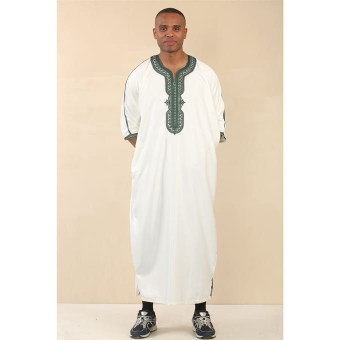 Witte Marokkaanse Thobe Djellaba Jubba Robe Eid voor heren