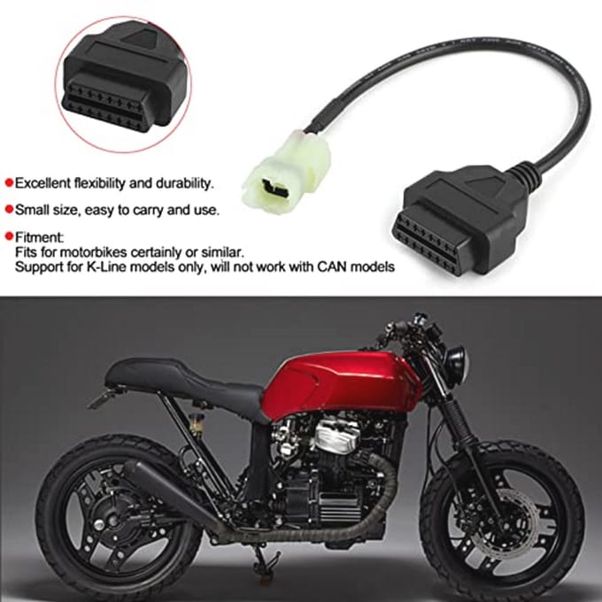 OBD2-adapter voor motordiagnose - 4-pins diagnosekabel voor K-line modellen