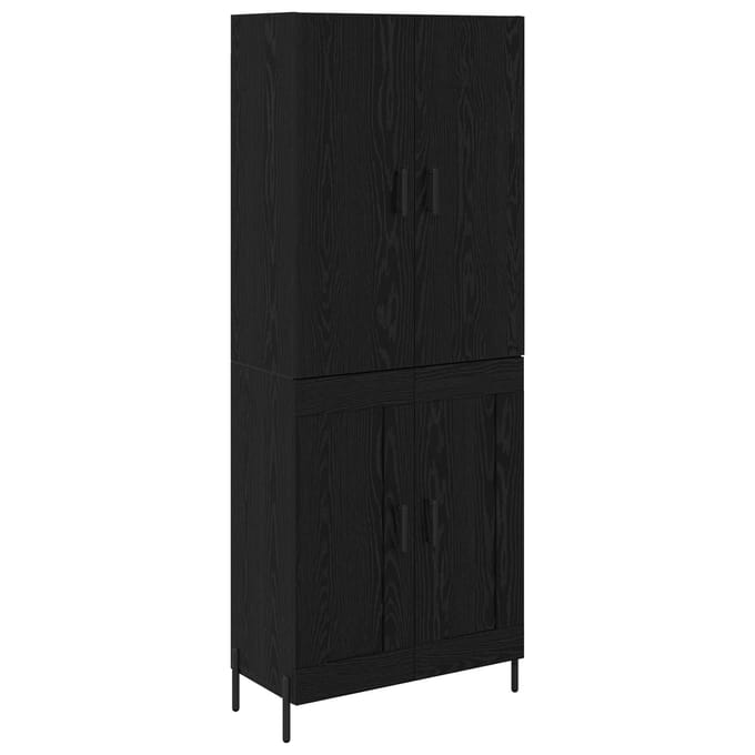 vidaXL Highboard Zwart Eiken 69,5 x 34 x 180 cm Bewerkt hout