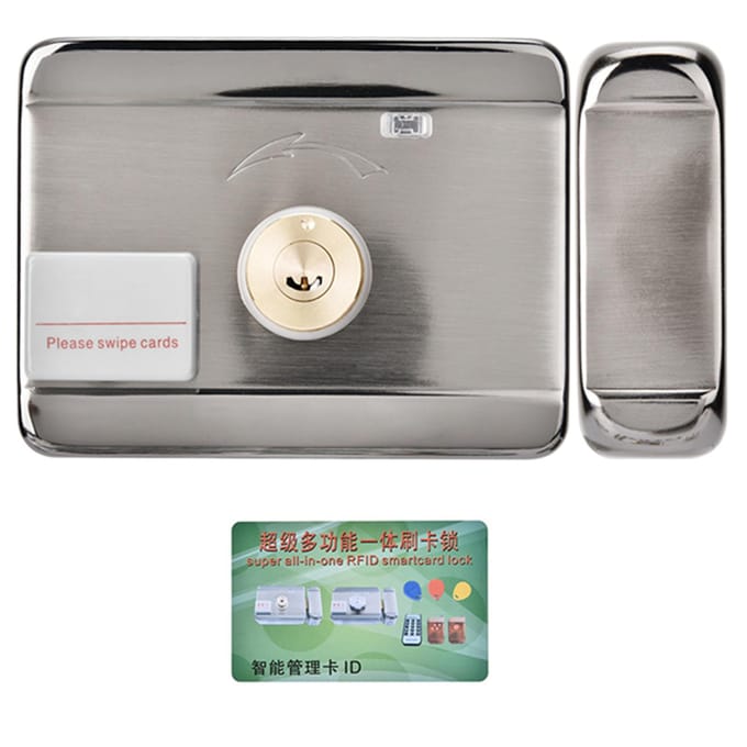 Serrure de porte à double tête 12 V avec système d'accès intelligent et identification électronique gray