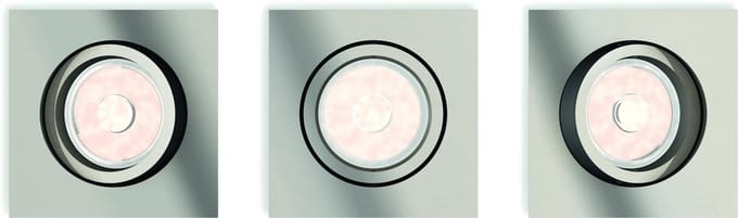 Philips DONEGAL recessed downlight, square, 3-pack, brushed steel
