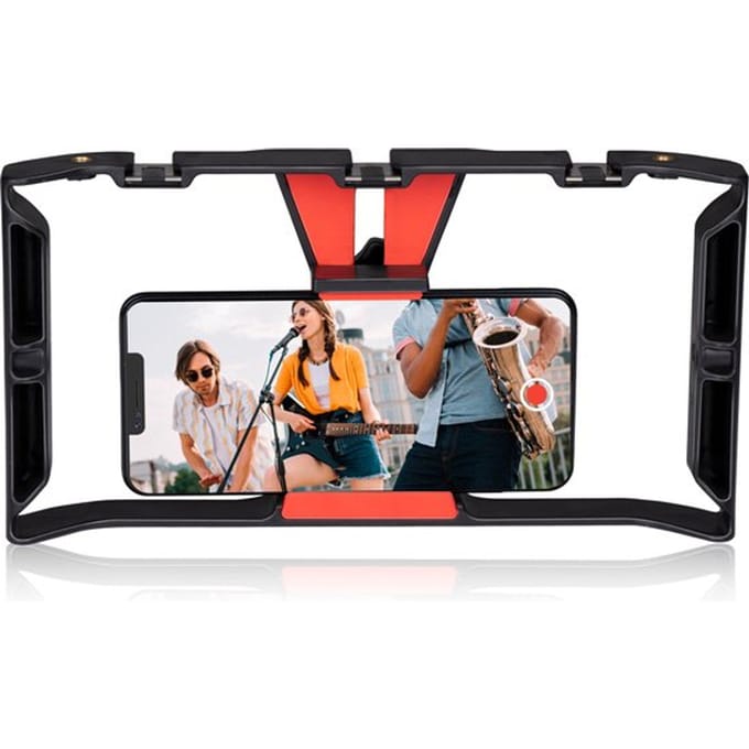 Grundig Smartphone Video Rig - Handgreep - Zwart/ Rood