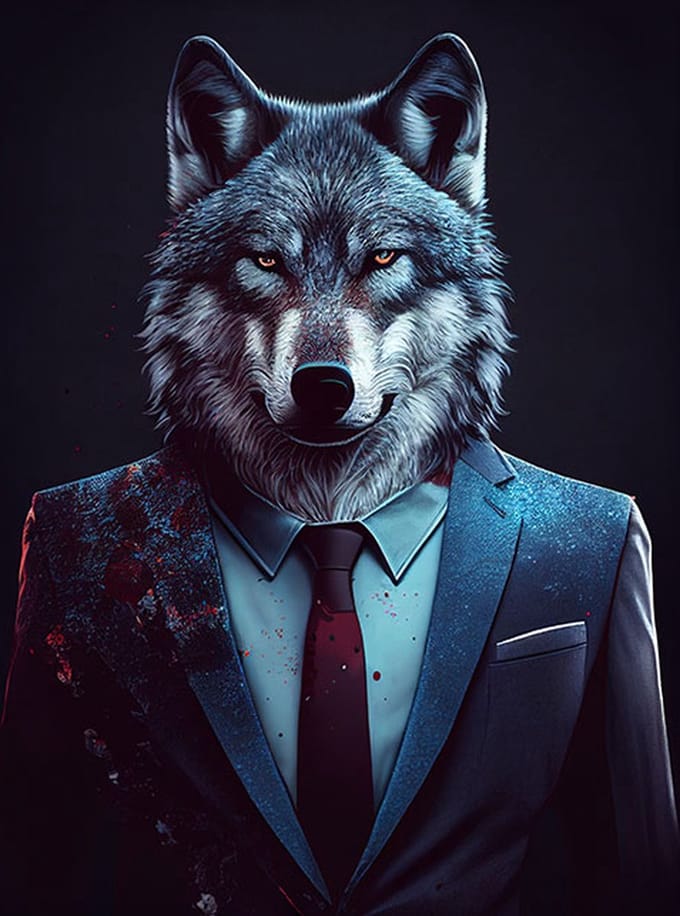 AI - Woondecoratie - Poster - Dieren - Wolf - Pak - 13 - 70 x 100 cm