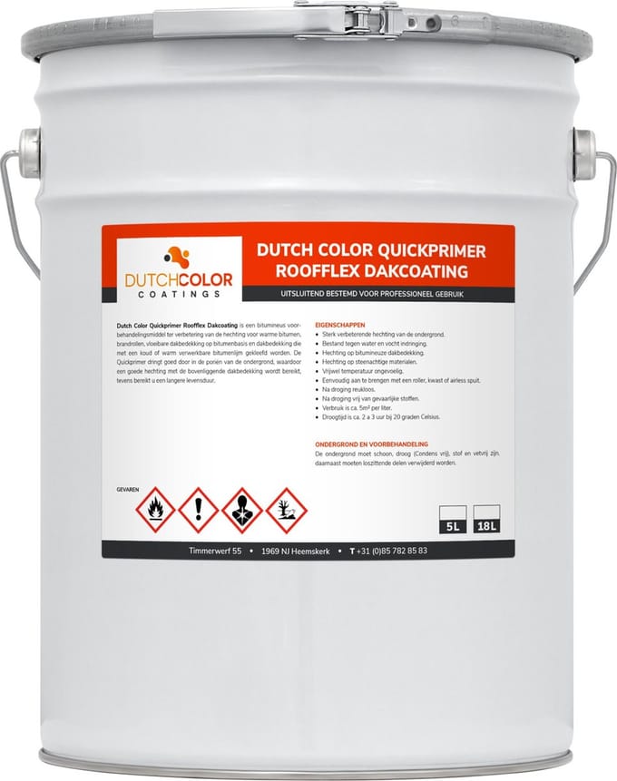 DCC Quickprimer Roofflex Dakcoating - 10L - Zwart