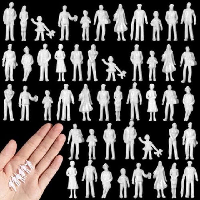 Miniatuur Mensen Figuren voor Architectonische Projects - 50 Stuks Wit Ongeverfd