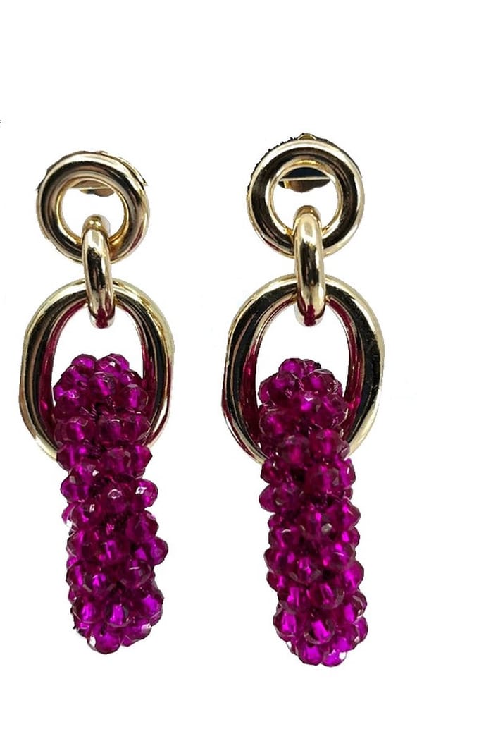 Go Dutch Label Oorknoppen 3 ringen fuchsia