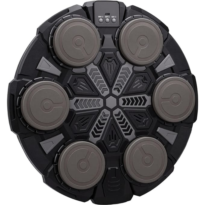 Machine de Boxe Musicale à Six Boutons Cible de Frappe Murale avec Bluetooth Équipement de Fitness Interactif pour Enfants
