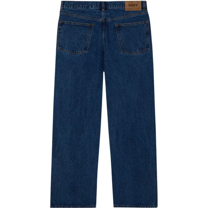 Obey Classic baggy denim broek jeans breed been - steen gewassen indigo