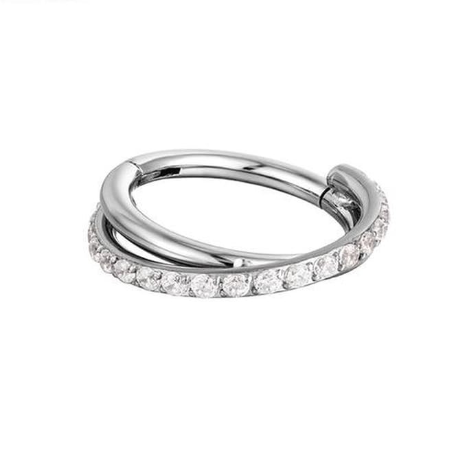Piercing titanium High Quality clicker crossed 1.2x8 - zilver - LMPiercings