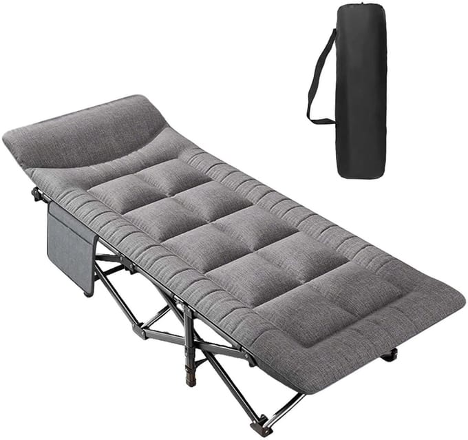 HOB Campingbed - Campingstretcher - Campingbed Inklapbaar Opvouwbaar - Stretcher -Kampeerbed - Visbed - Camping Bed - Met Kussen