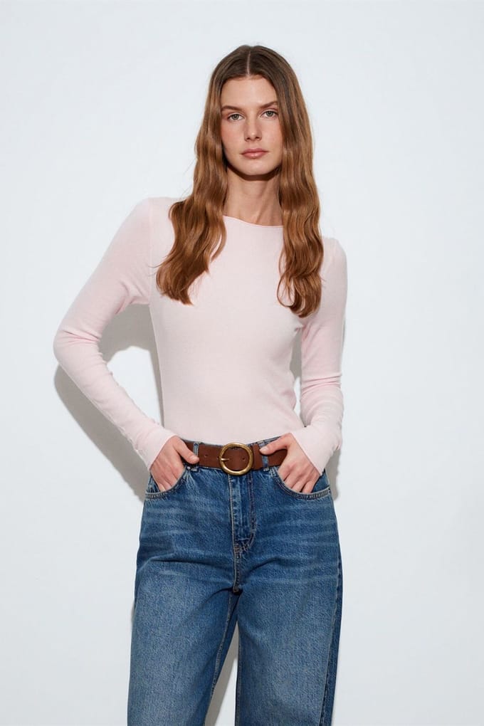 Dames Ribbel Boothals Slim-fit Trui