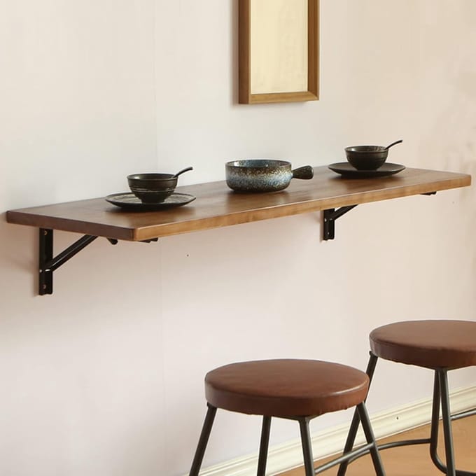 Opklapbare Wandtafel - Zwevend Bureau - Ruimtebesparend Werken - Omkeerbaar Ontwerp - 80x30CM - Grijs