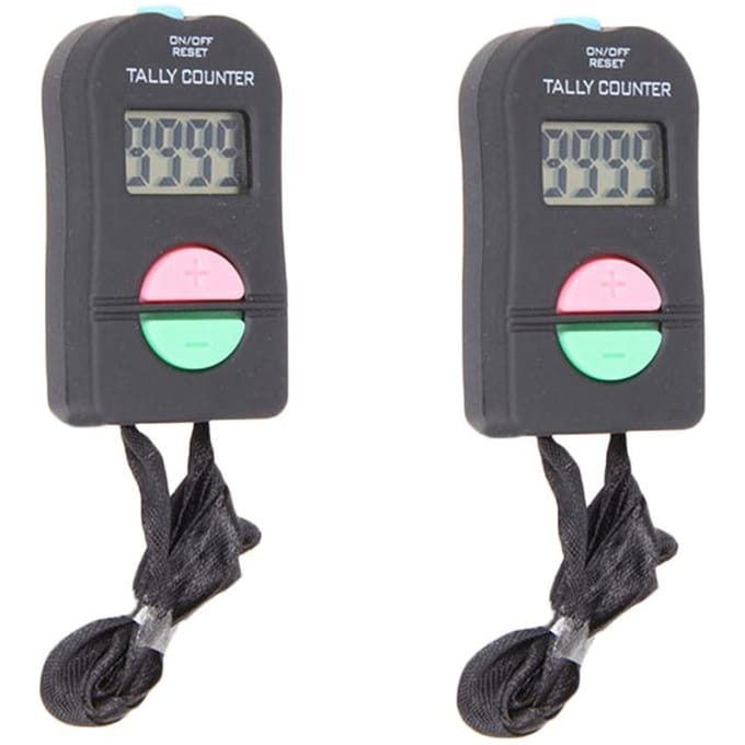 2 stuks 4-cijferige digitale handmatige elektronische kliktellers met nummerknop gray