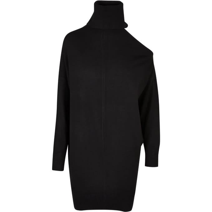 Urban Classics - One Shoulder Knit Korte jurk - XS - Zwart