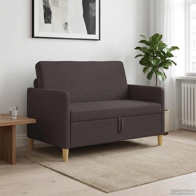 vidaXL Bank met opslag Donkerbruin 122 x 78 x 87 cm Polyester