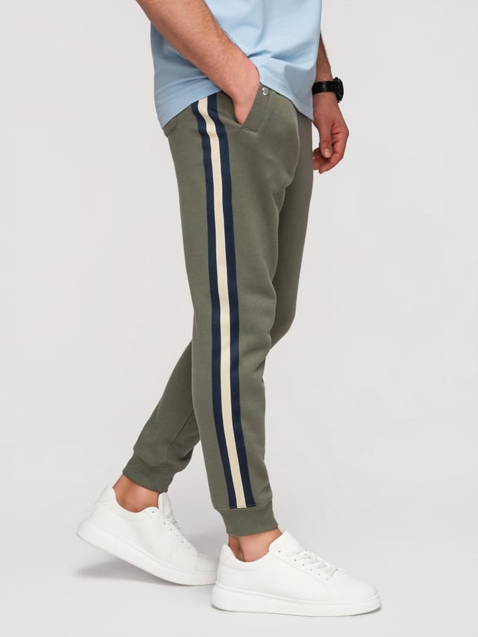 OMBRE Broek - Regular Fit - Katoen - Gestreept Groen M