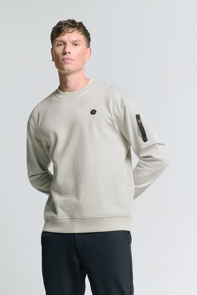 No Excess Sweater Crewneck Melange Chalk Größe: M | Pullover Outlet | Herren