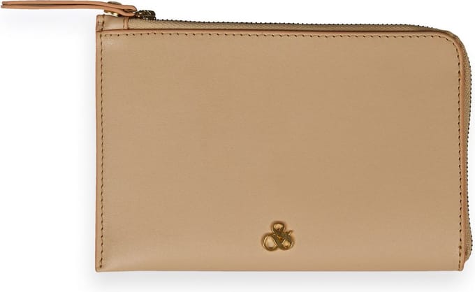 SCOTCH & SODA Leren Kaarthoes Identiteitskaarthoesje Zip Travel Wallet Ivory Beige