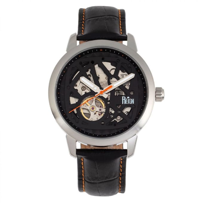 Reign Rudolf automatisch skelet horloge met leren band