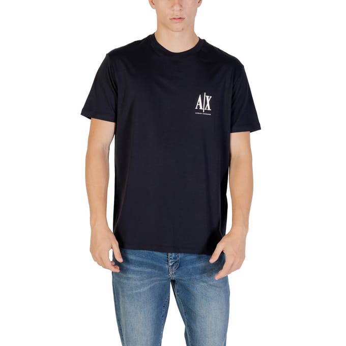 Printed Short Sleeve Round Neck T-shirt - Blue Shirts