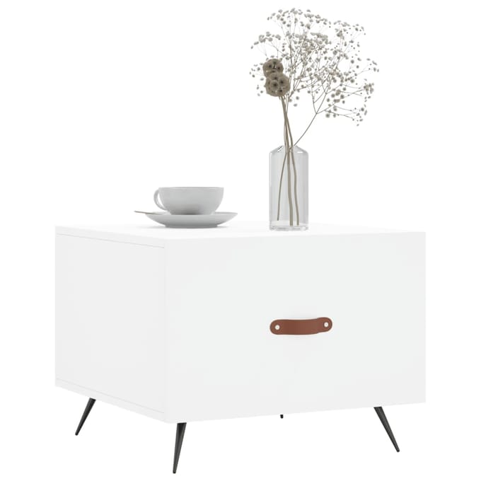 vidaXL - Salontafel - 50x50x40 - cm - bewerkt - hout - wit