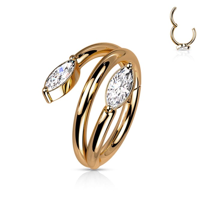 Piercing clicker ring dubbel blad 1.2x10 - rose goud - LMPiercings