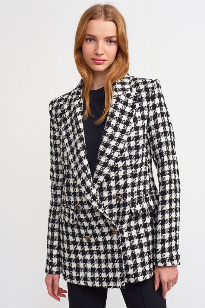 Geverfd Tweed Lange Blazer Jas