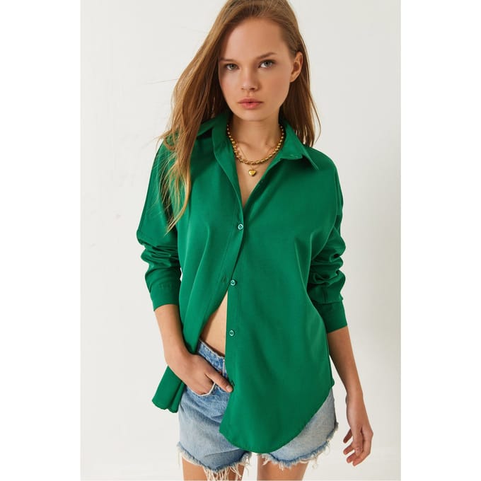 Knoopsluiting Poplin Overhemd met Kraag