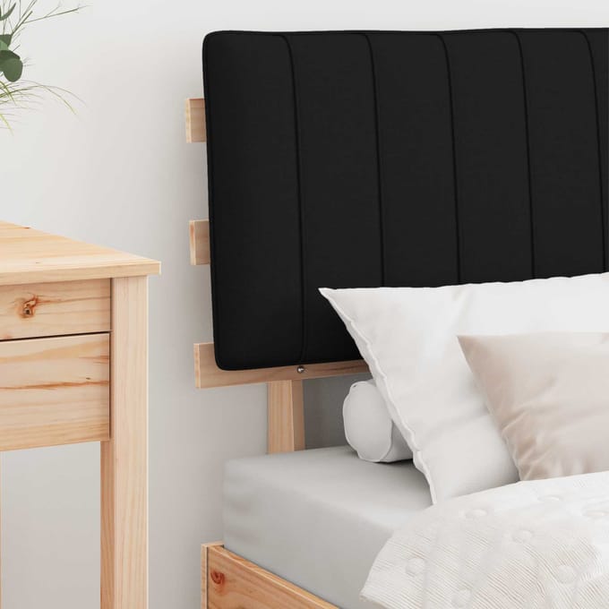 vidaXL - Bedframe - met - Gevoerde - Hoofdbord - Zwart - 75 - x - 190 - cm