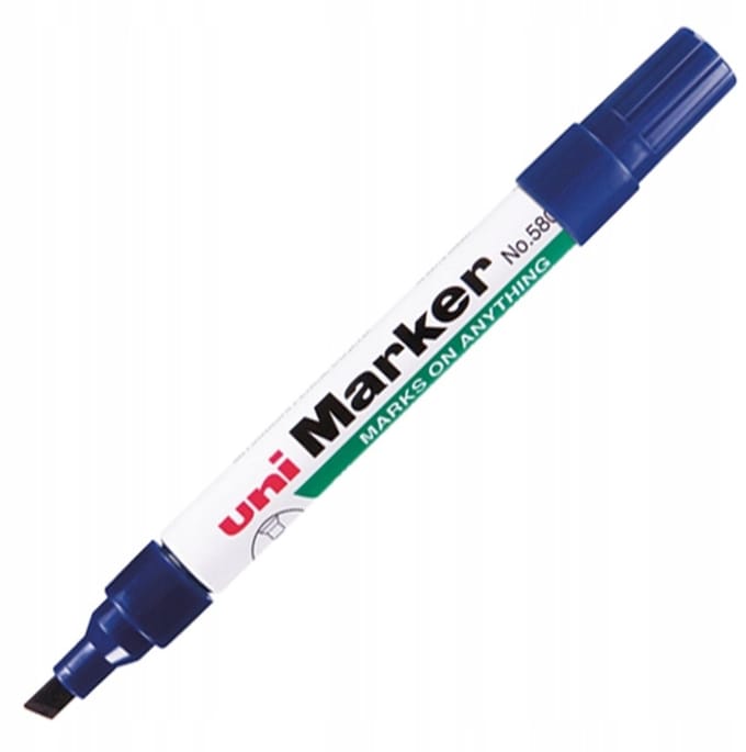UNI NO-580 Permanent Marker, Blauw, Afgeschuinde Punt, 1-5mm