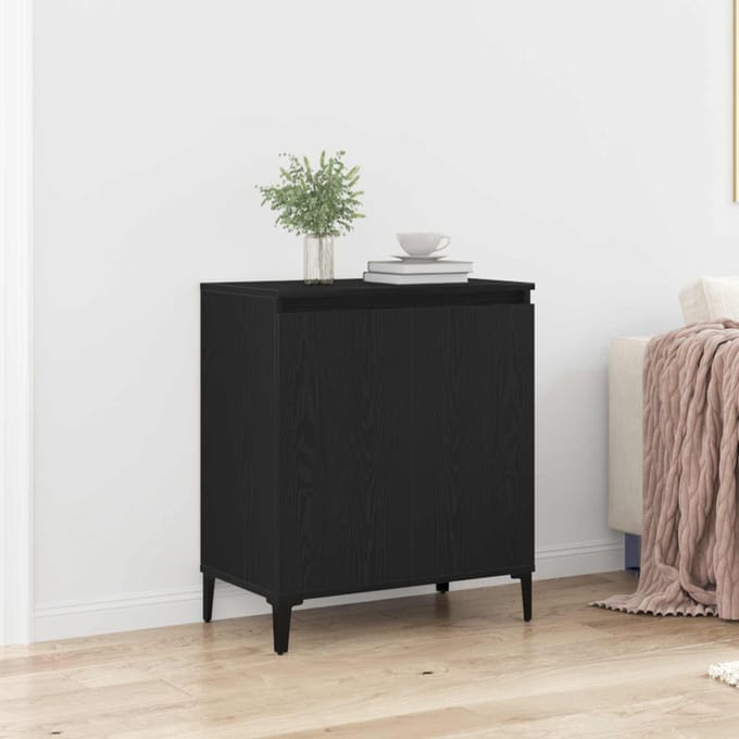 vidaXL - Dressoir - Zwart - Eiken - 60 - x - 35 - x - 70 - cm - Bewerkt - hout