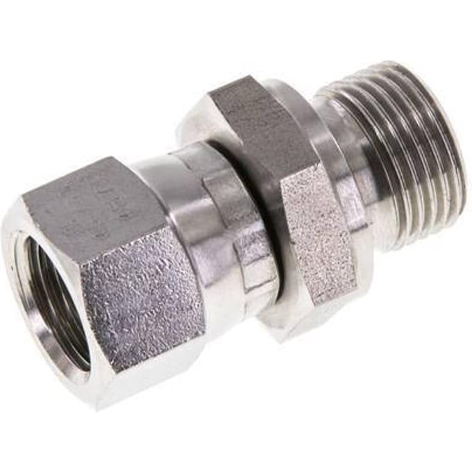 JIC  Verloopnippel UNF 9/16''-18 Binnendraad X G3/8'' Buitendraad Verstelbaar RVS 275bar