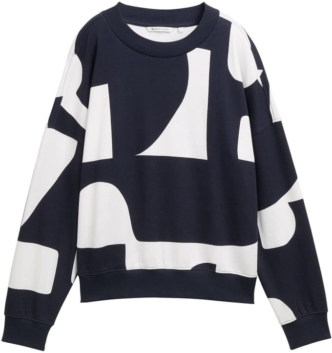 Tom Tailor Denim - Sweatshirt met patroon in losse pasvorm - Maat XL - navy white big scale print