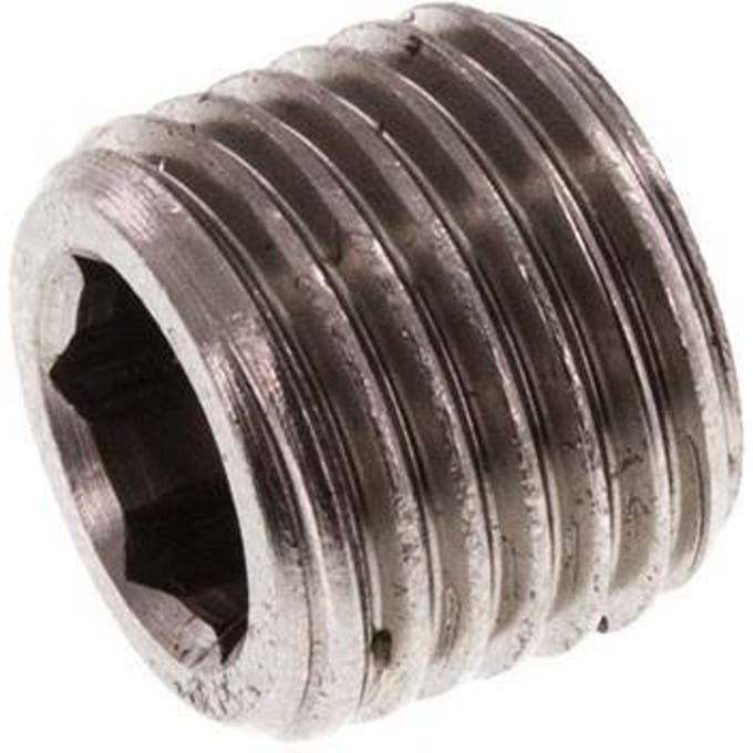 G 1/4'' RVS Plug met Binnenzeskant zonder kraag 40 Bar