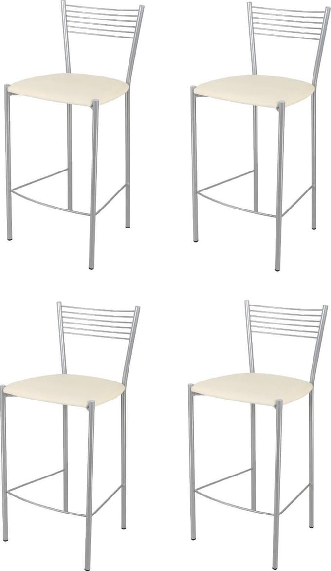 Tommychairs Elegance - Eetkamerstoelen - Set van 4 - Aluminium & Ivoor - Kunstleer
