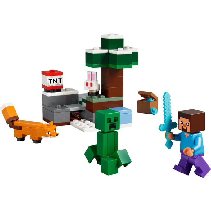 LEGO Minecraft 21183 Steve's Taiga-avontuur Bouwset | Creatief constructiespeelgoed voor kinderen gebaseerd op het populaire game thema