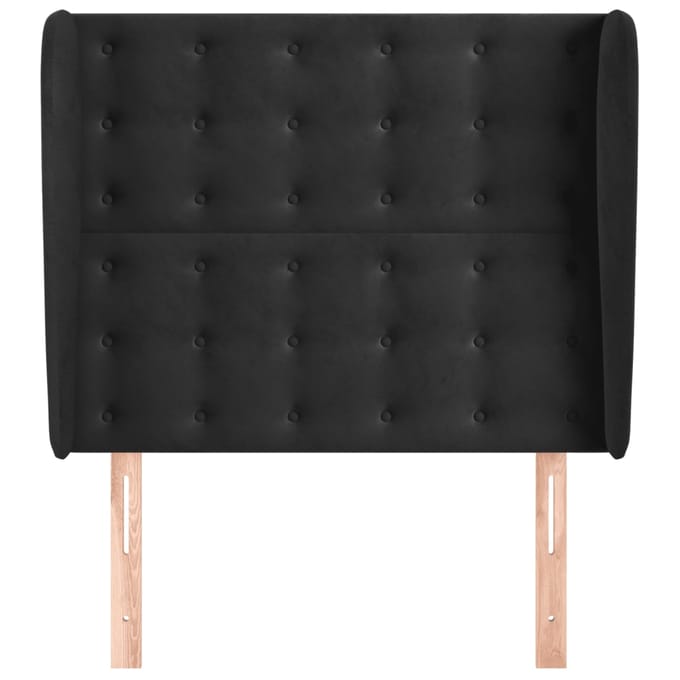 vidaXL - Hoofdbord - met - randen - 103x23x118/128 - cm - fluweel - zwart