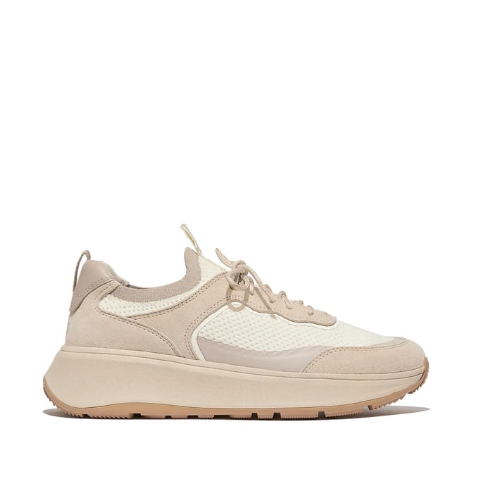 FitFlop FitFlop F-Mode Suede/Knit Flatform Slip-On Laced Sneakers BEIGE - Maat 37