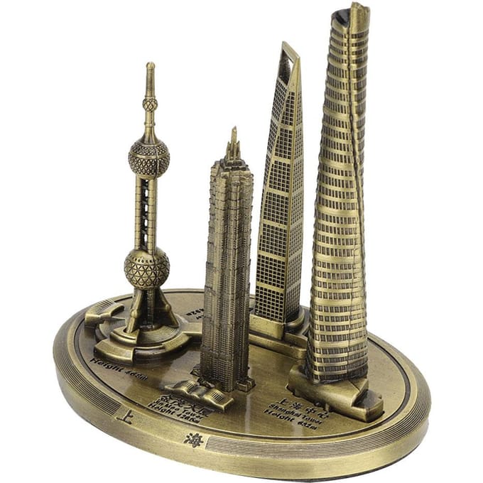 Shanghai Gebouw Collectie Model Oriental Pearl Tower Global Financial Center Souvenir(#3) brons