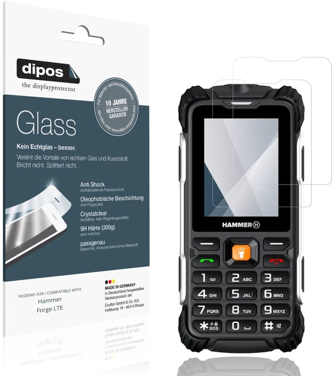 dipos – 2x Pantserfolie geschikt voor Hammer Forge LTE | 9H Screenprotector