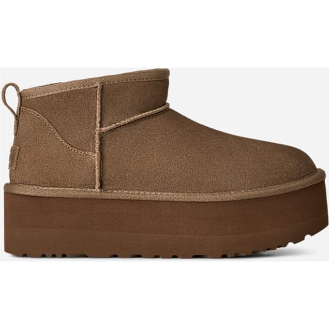 UGG® Classic Ultra Mini Platform for Women in Brown, Size 3, Suede/Polyester/Wool