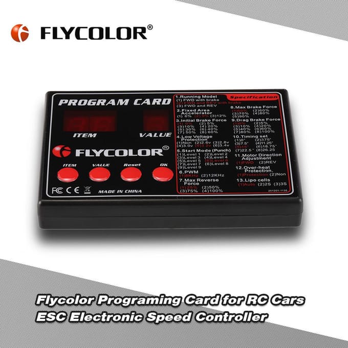 Flycolor 4 Knopen Programmeerkaart voor RC Auto's Elektronische Snelheidsregelaar