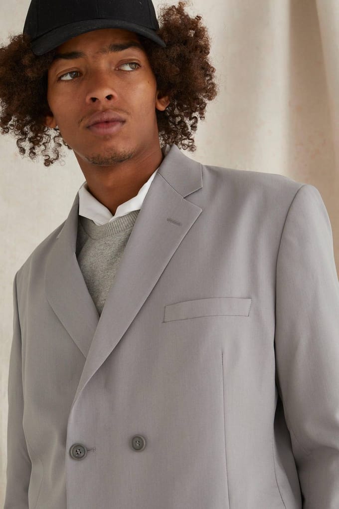 Double Breasted Oversized Blazer | Grey | Size 46