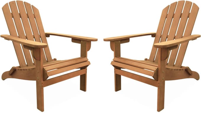 sweeek - Set van 2 eucalyptus houten tuinstoelen, adirondack salamanca, 89x73,5x94cm