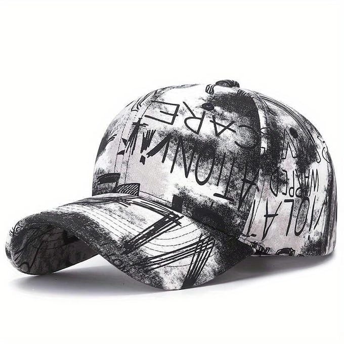 Ontwerper Graffiti Doodle Katoenen Baseballpet Voor Mannen Vrouwen Kpop Hoed Gebogen Klep Verstelbaar gray