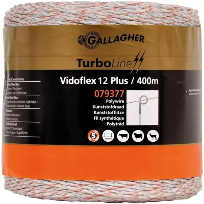 Gallagher Vidoflex 12 TurboLine Plus Wit (400m) - Extra sterke draadgeleiding in installaties