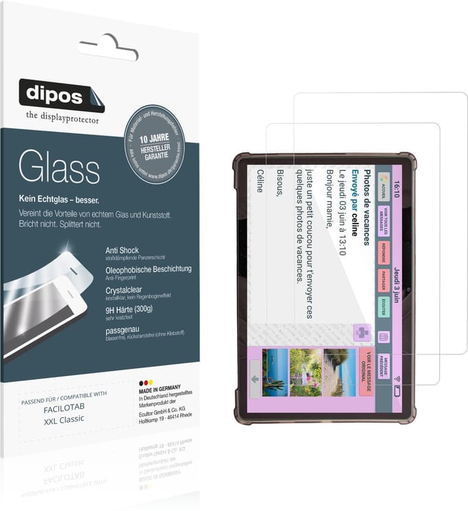 dipos – 2x Pantserfolie geschikt voor FACILOTAB XXL Classic | 9H Screenprotector