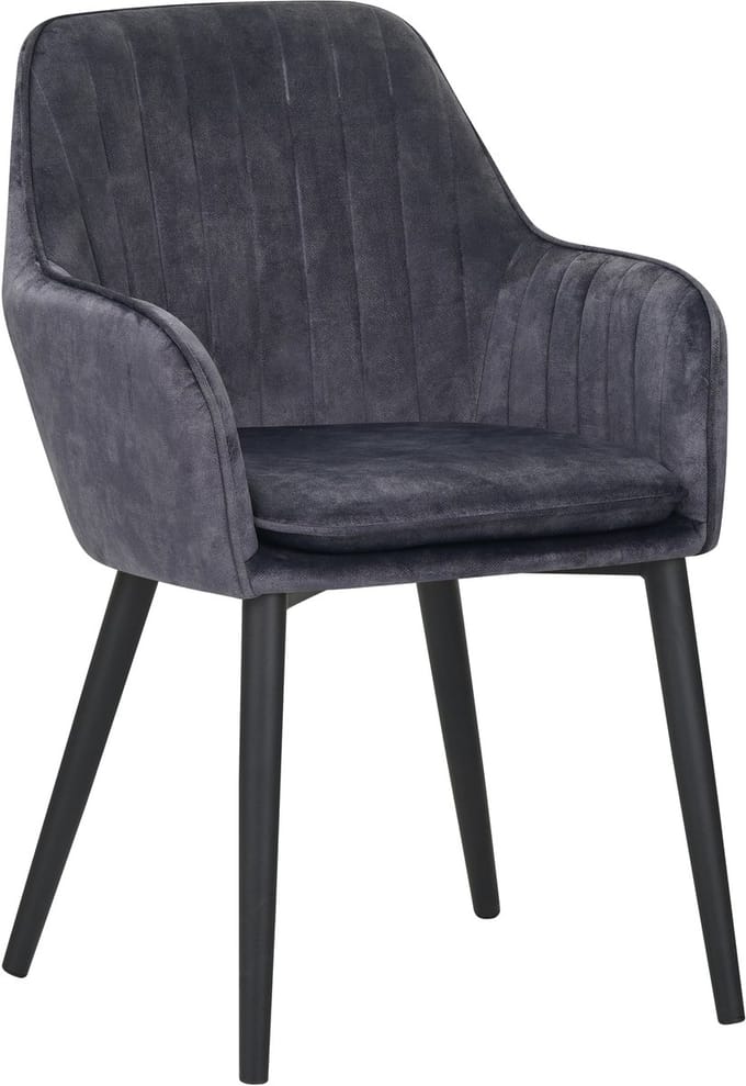 Colenis® - Melly Eetkamerstoel - Set Van 4 - Grijs - Fluweel - Velvet - Met armleuning