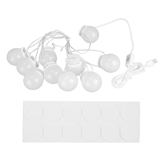 10-Lampen Wand LED Spiegel Vullicht Make-up Lamp Lichtsnoer voor Dagelijkse Professionele Make-up white